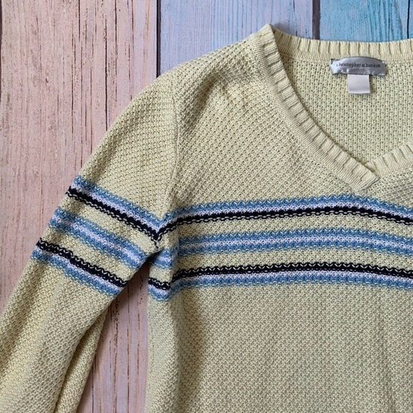 Christopher & Banks Light yellow v neck Sweater - Picture 4 of 9